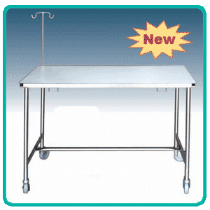 Examination table, top to XRAY with wheels and infusi�n stand 120x60 cms. Height 80 cm.