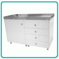 Examination room cabinet with 1 door and 4 drawers