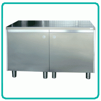 Examination room cabinet with two door cover in stainless steel